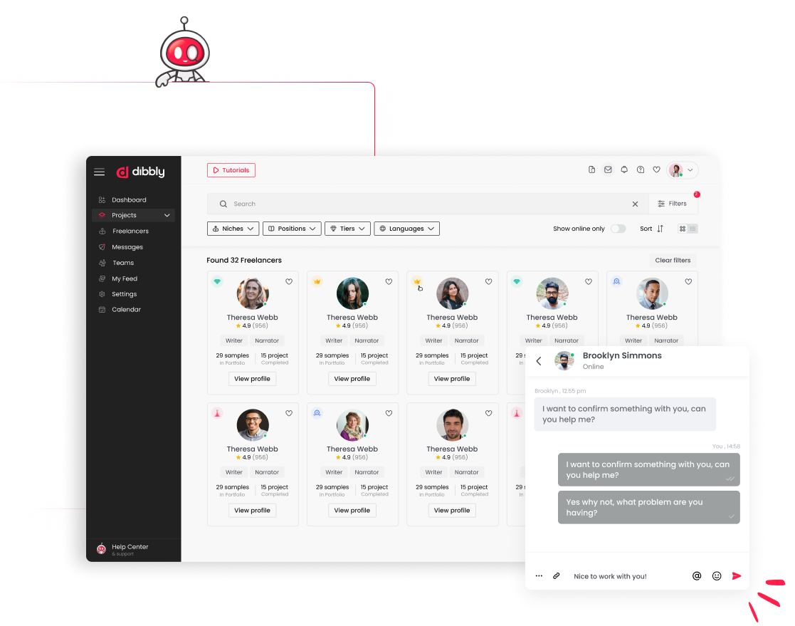 Dibbly All in One Platform - Directly Message Freelancers